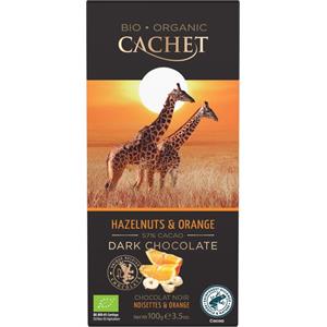 Cachet Organic 57% Dark Chocolate with Hazelnuts & Orange 100g